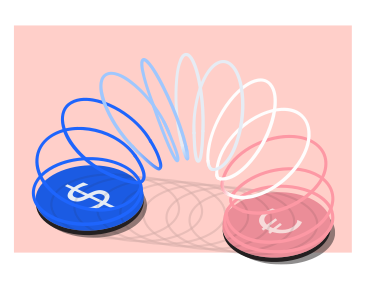 Currency exchange, slinky toy metaphor  PNG, SVG